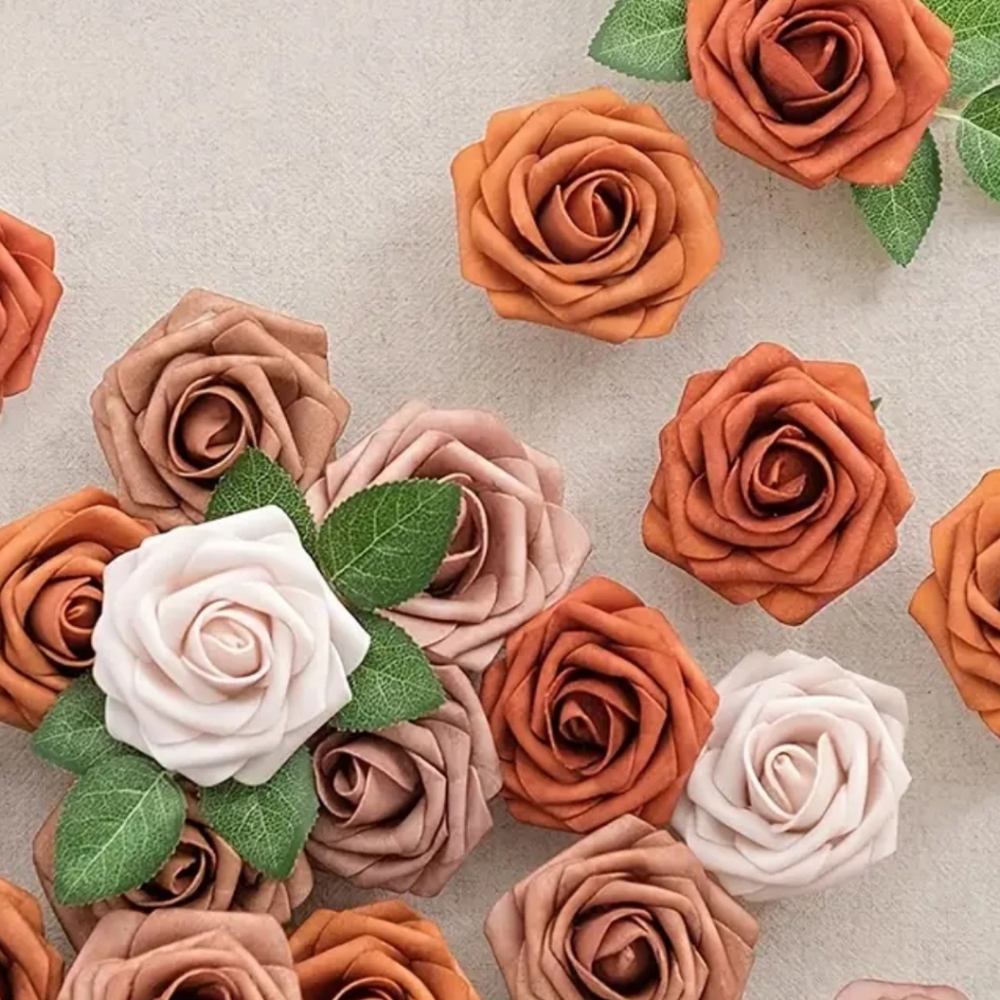 Terra cotta artificial roses